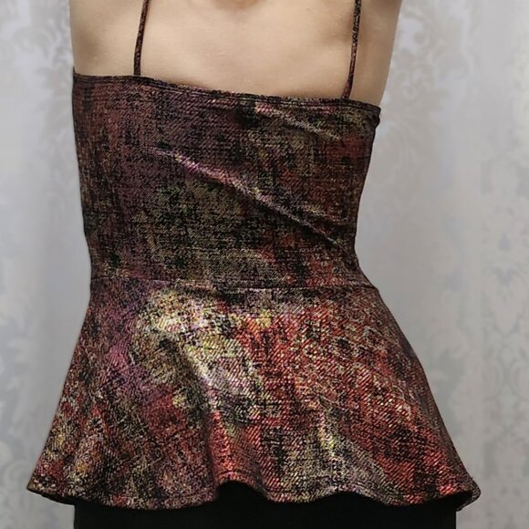Y2K  Colorful Shiny Top With a Peplum - Picture 5 of 9